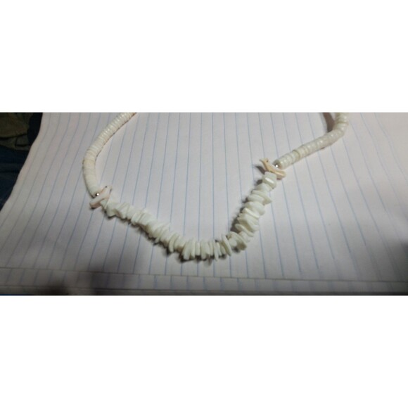 necklace puka shells and Hishih shells bird beads shell pink white - Picture 2 of 5